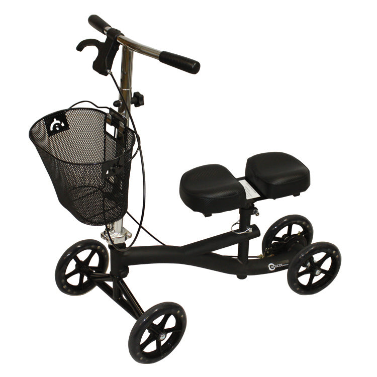 Roscoe Knee Rollator (Black) Steerable Knee Walker With 350 Lb Capacity