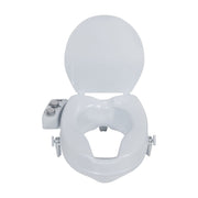 White toilet seat with cover on a white background