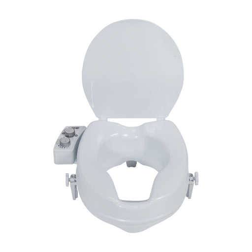 White toilet seat with cover on a white background