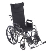 Black wheelchair with reclining backrest on a white background