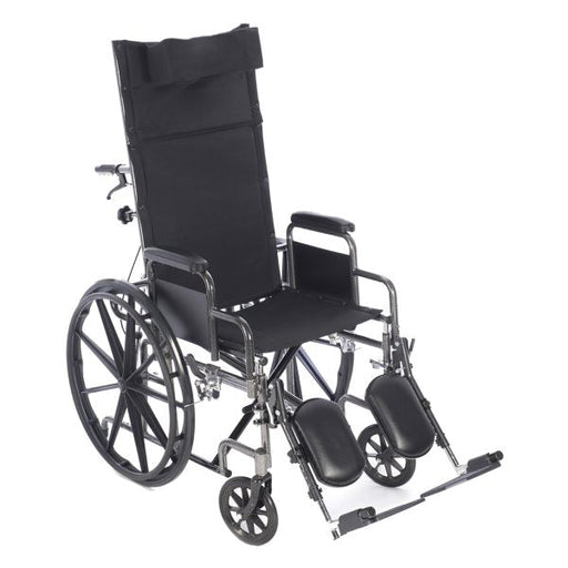 Black wheelchair with reclining backrest on a white background