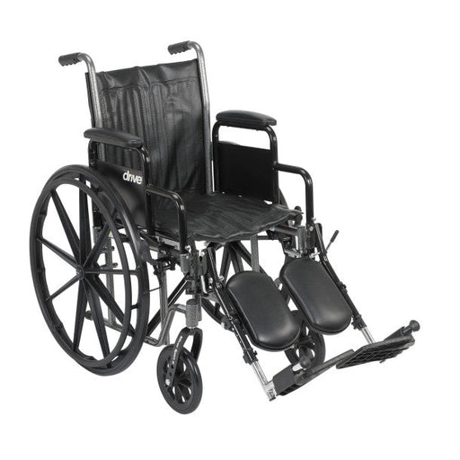 Black wheelchair with armrests and footrests on a white background
