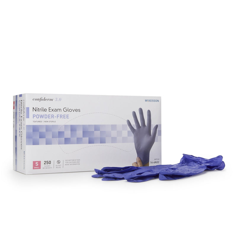 Mckesson Confiderm 3.0 Medium Blue Exam Glove 250/Box
