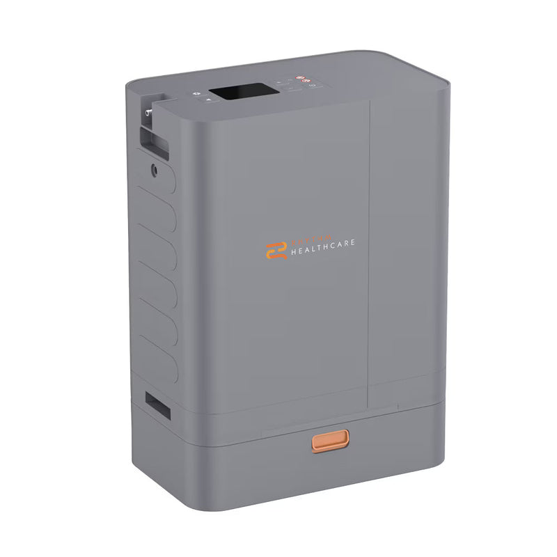 Gray electronic device with 'Healthcare' branding on a white background