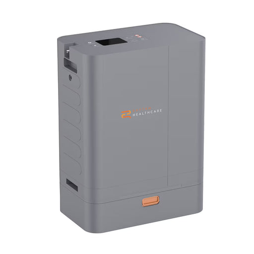 Gray electronic device with 'Healthcare' branding on a white background