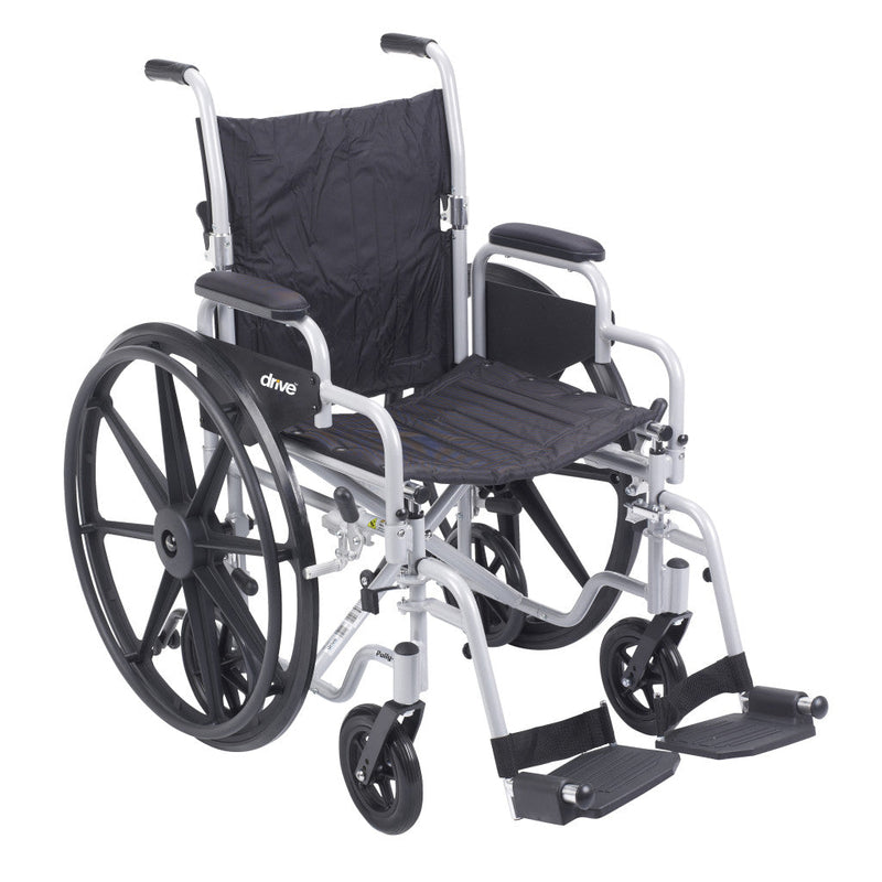 Wheelchair with black seat cover on a white background