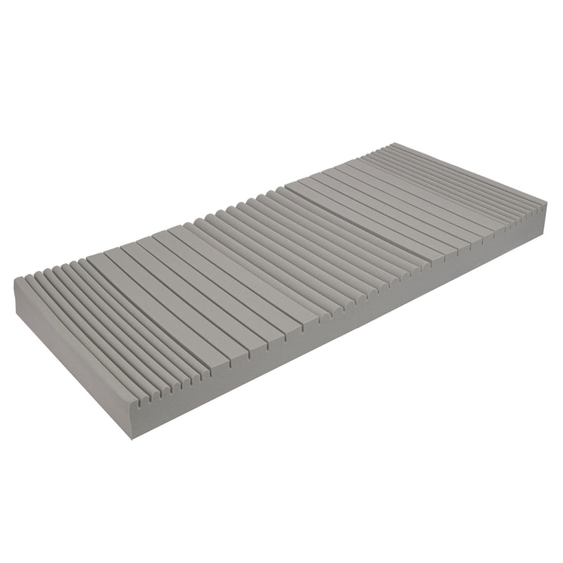 Rectangular gray mattress on a white background