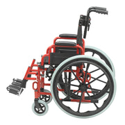 Red and black wheelchair on a white background
