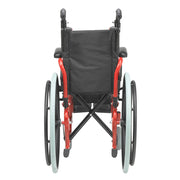 Black wheelchair with red frame on a white background