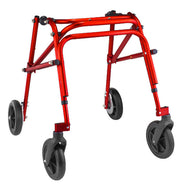 Red walker with wheels on a white background