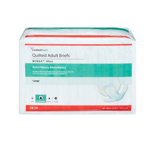 Package of Cardinal Health Quilted Adult Briefs on a white background