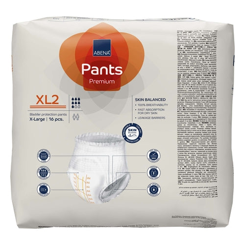 Package of Abena Pants Premium XL2 with product image and text on a white background