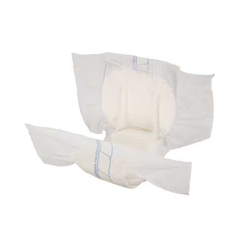 White diaper with a clear plastic cover on a white background