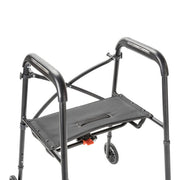 Black walker with seat on a white background