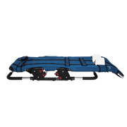 Blue and black folding stretcher on a white background