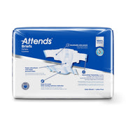 Attends briefs packaging with blue and white design on a white background