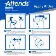 Instructions for Attends briefs on a blue and white background