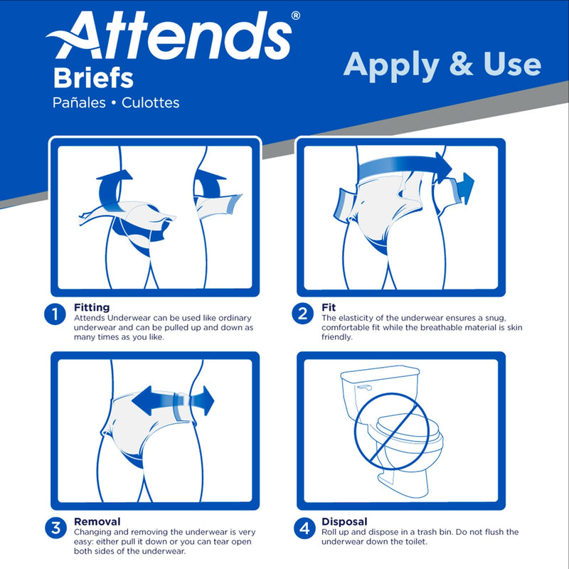 Instructions for Attends briefs on a blue and white background