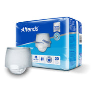 Attends product packaging with a white diaper on a white background