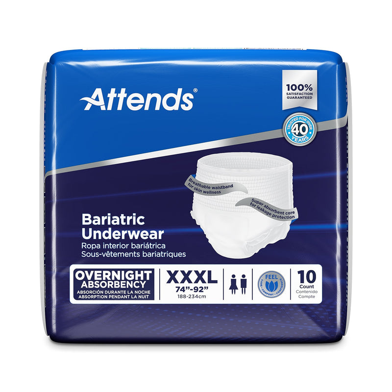 Attends bariatric underwear packaging on a white background