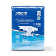 Package of Attends Bariatric Briefs with blue and white design on a white background