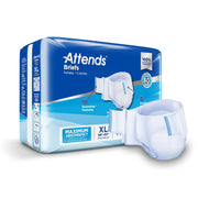 Attends briefs packaging with a single brief displayed on a white background