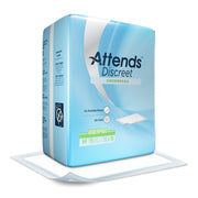 Attends Discreet underpads packaging on a white background