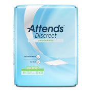 Package of Attends Discreet underpads on a white background