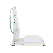White medical device with control panel on a white background