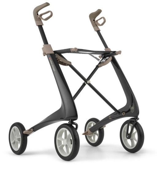 Black and beige rollator on a white background