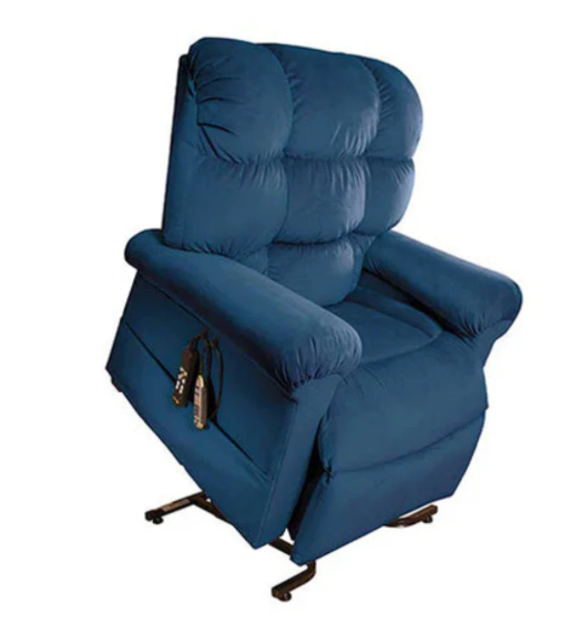 Blue recliner chair on a white background