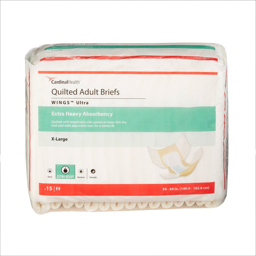 Pack of Cardinal Health quilted adult briefs on a white background