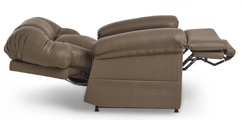 Brown leather recliner sofa on a white background