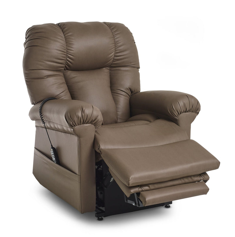 Brown leather recliner chair on a white background