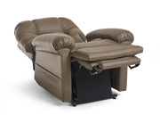 Brown recliner chair with footrest on a white background