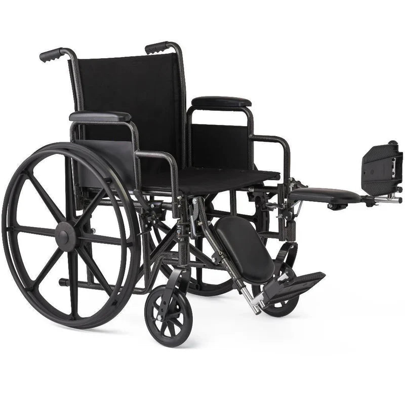 Black wheelchair with reclining backrest on a white background