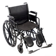 Black manual wheelchair with various attachments on a white background