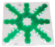 Green snowflake-shaped object on a white background