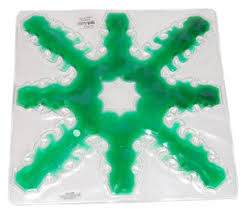 Green snowflake-shaped object on a white background