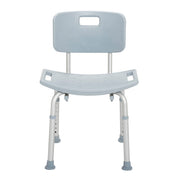Gray shower chair with backrest on a white background