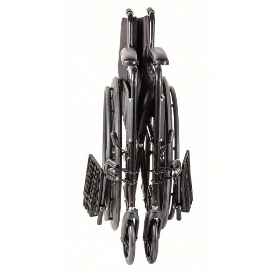 Folded black wheelchair on a white background