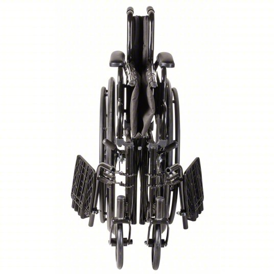 Folded black wheelchair on a white background
