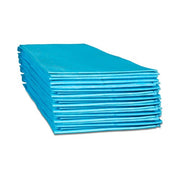 Stack of blue mats on a white background