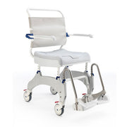 Medical shower chair with wheels on a white background