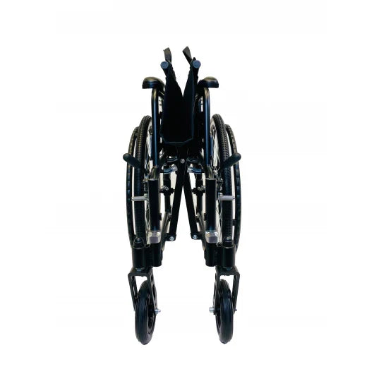 Black manual wheelchair on a white background