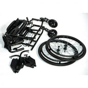 Black bicycle conversion kit with wheels and frame components on a white background