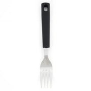 Fork with black handle on a white background