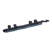 Black and blue strap with multiple straps on a white background
