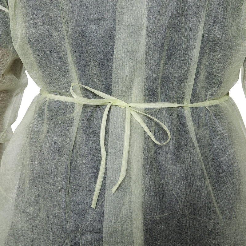 Close-up of a sheer dress with a light green ribbon on a white background