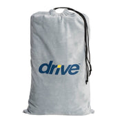 Gray drawstring bag with 'drive' logo on a white background